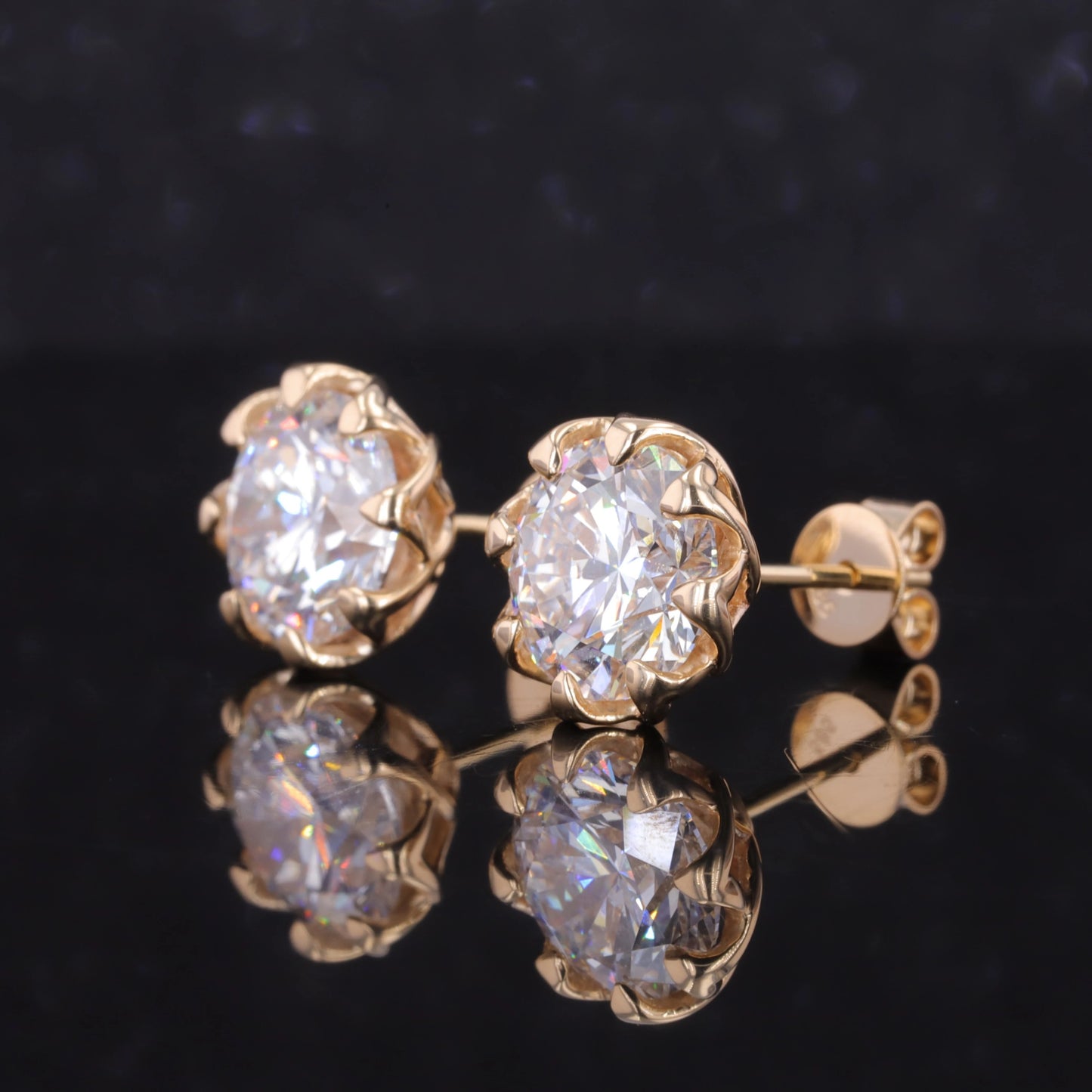 Lotus Blossom Diamond Stud Earrings