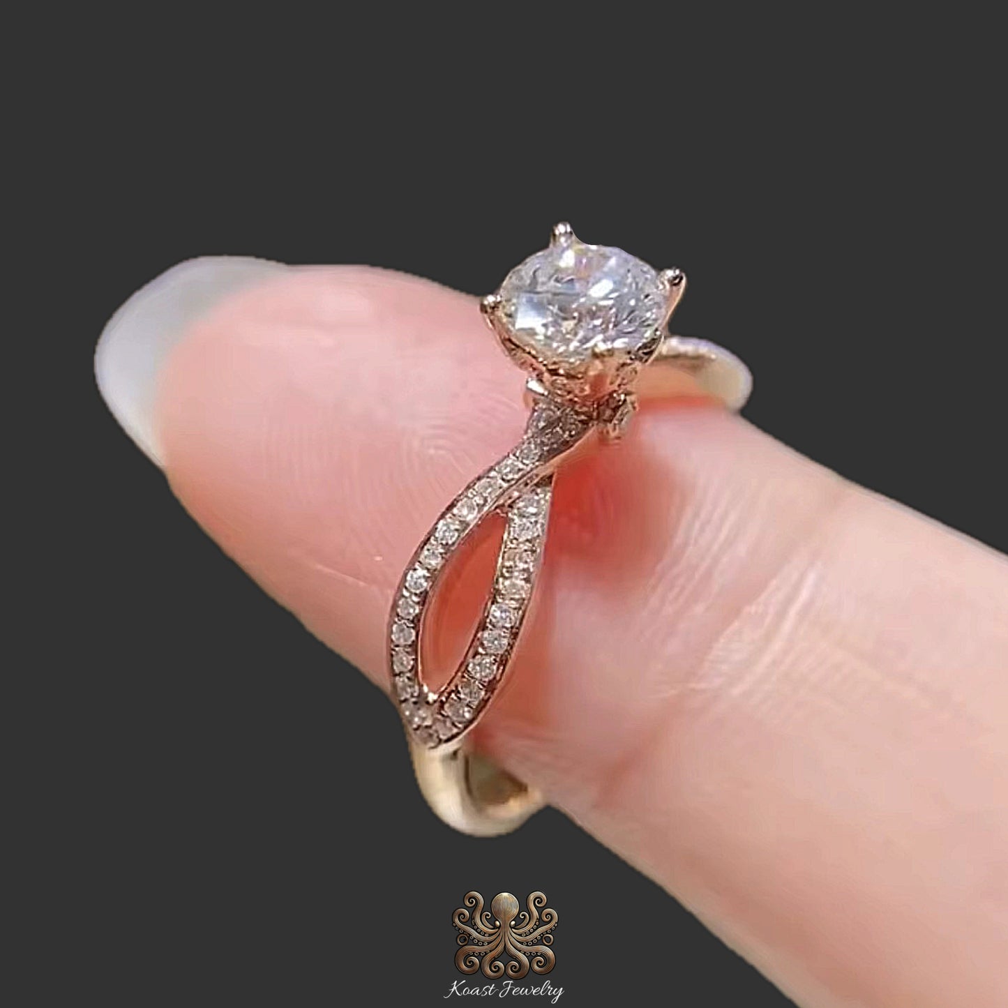 Intertwined Love Pavé Diamond Engagement Ring In White Gold
