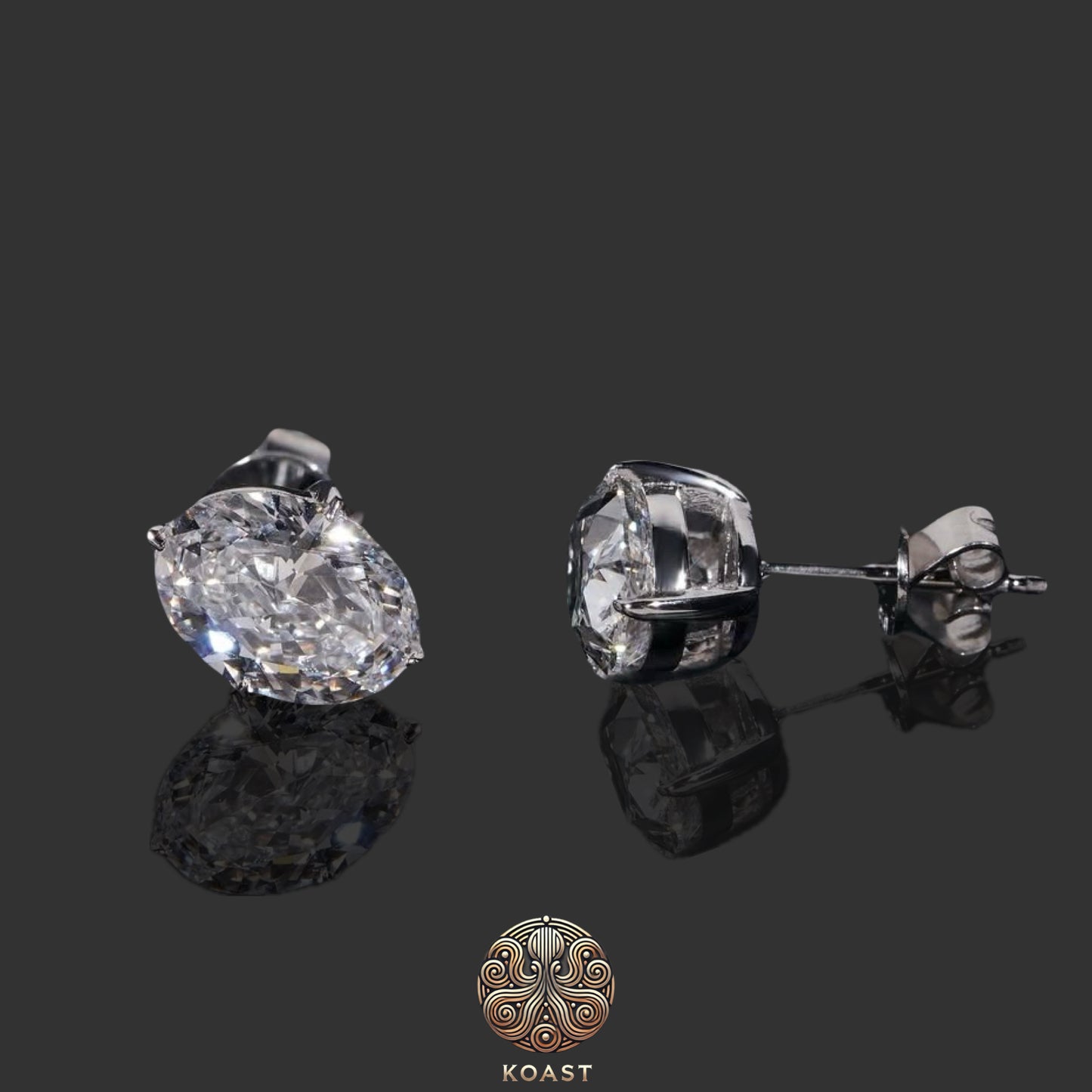 Platinum Oval Compass Prong Diamond Stud Earrings (2.50 ct.tw.)