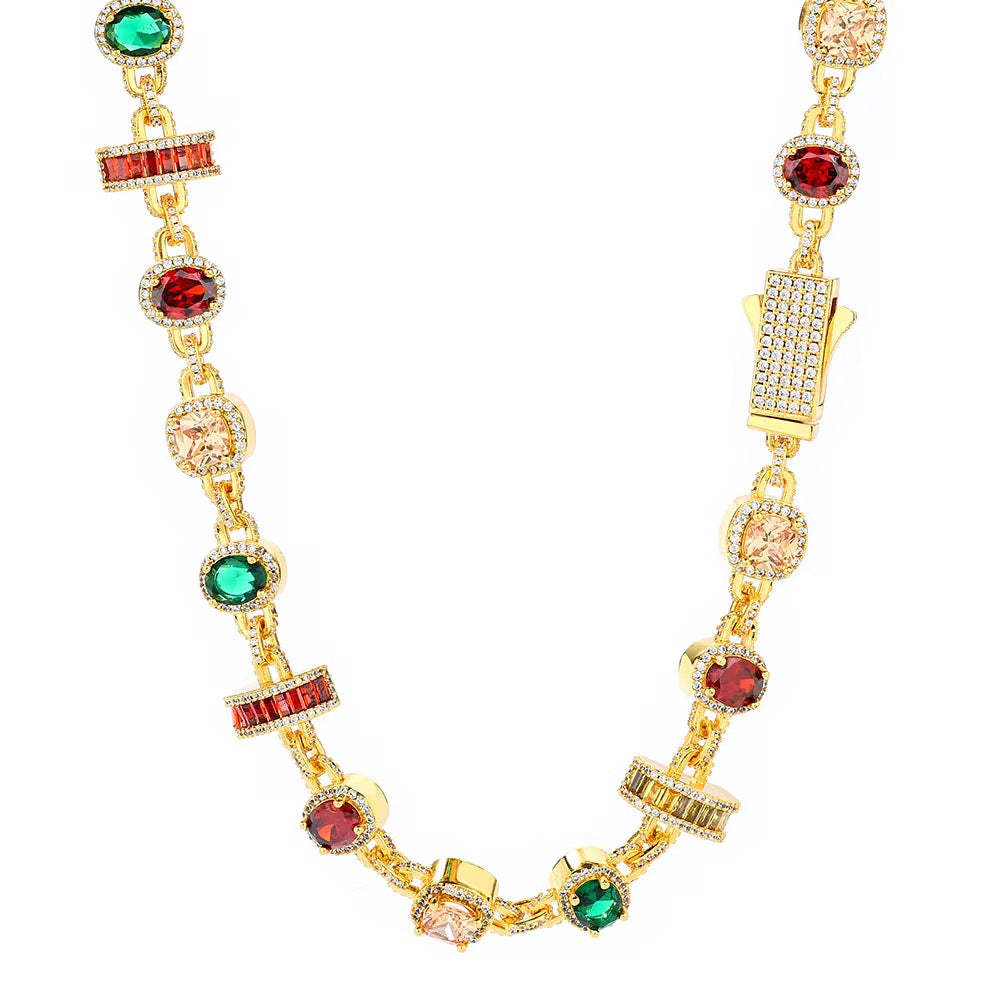 Multicolor Gemstone Link Necklace