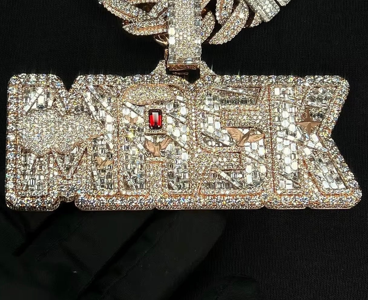 Opulent Diamond Cuban Link Chain with Custom "MNEK" Pendant