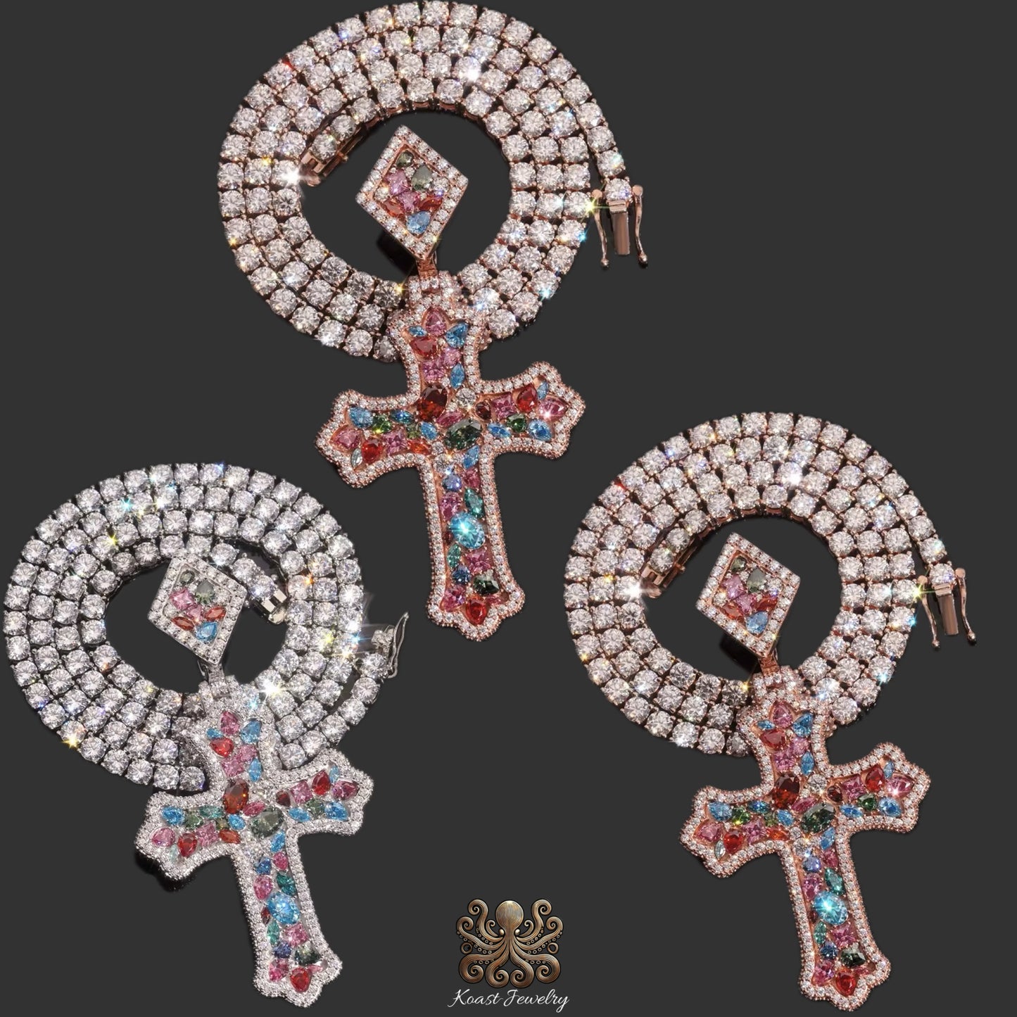 Luxury Diamond Cross Tennis Chain Pendant