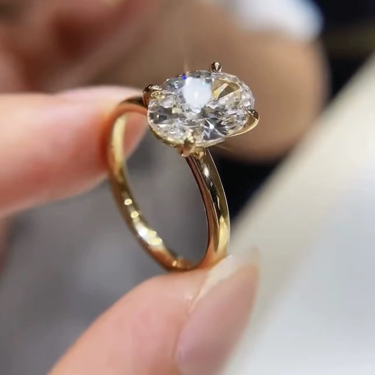 Oval Solitaire Diamond Engagement Ring In White Gold