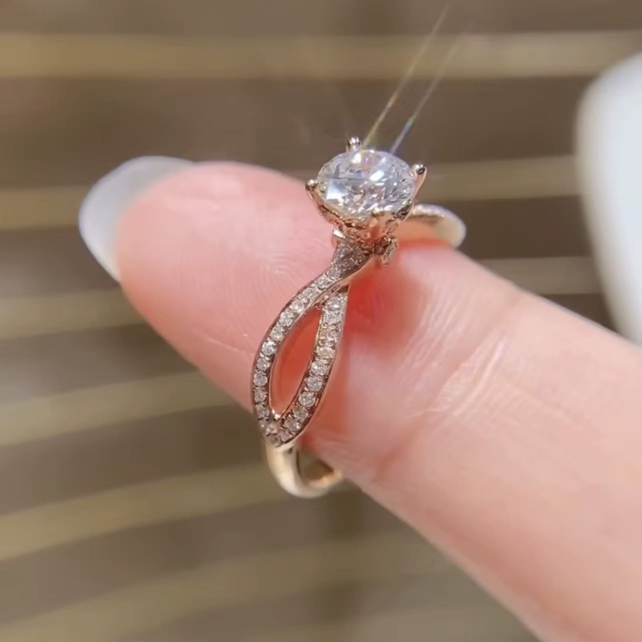 Intertwined Love Pavé Diamond Engagement Ring In White Gold