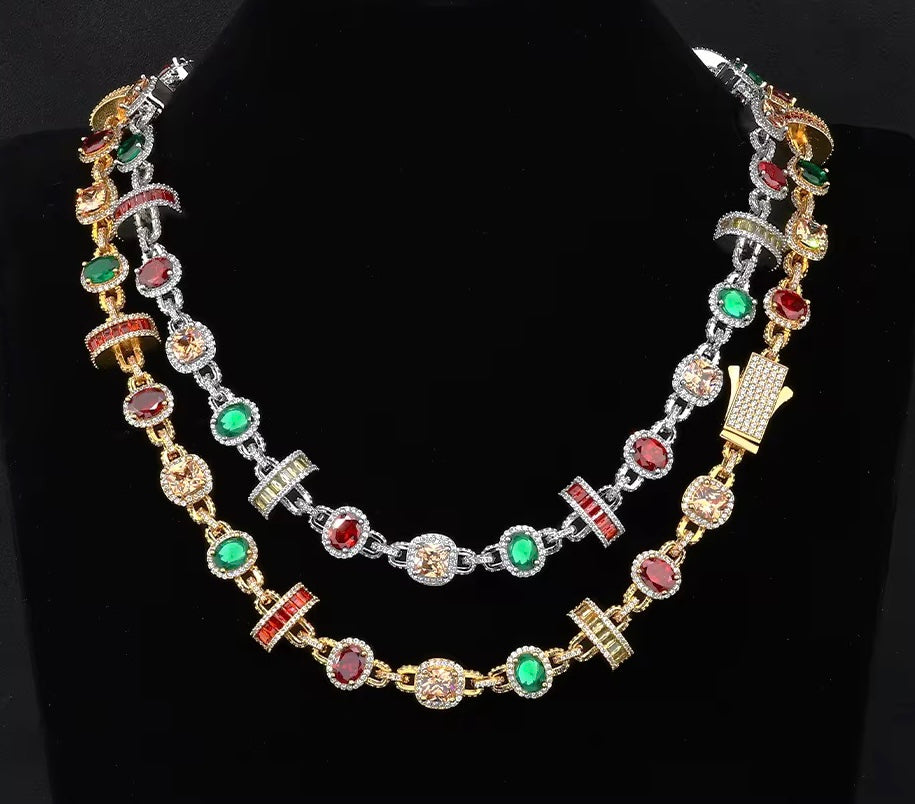 Multicolor Gemstone Link Necklace