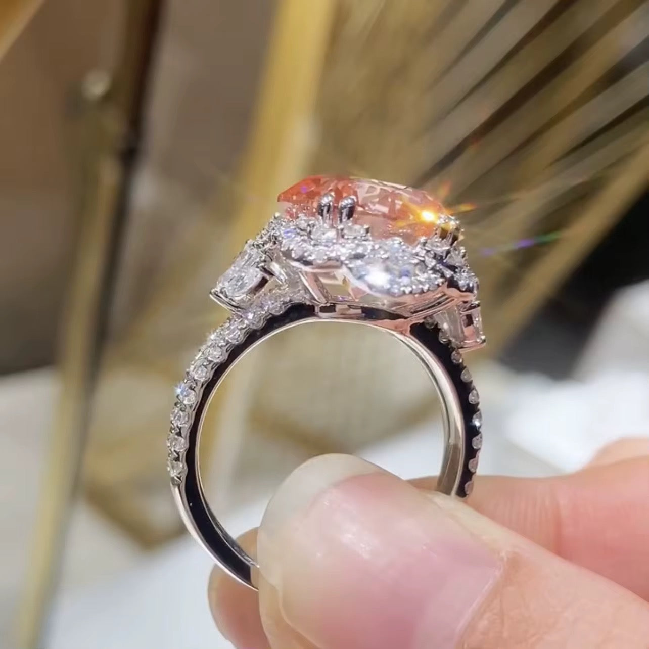 Round Brilliant-Cut Pink Diamond Engagement Ring In White Gold