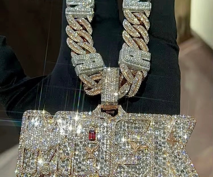 Opulent Diamond Cuban Link Chain with Custom "MNEK" Pendant