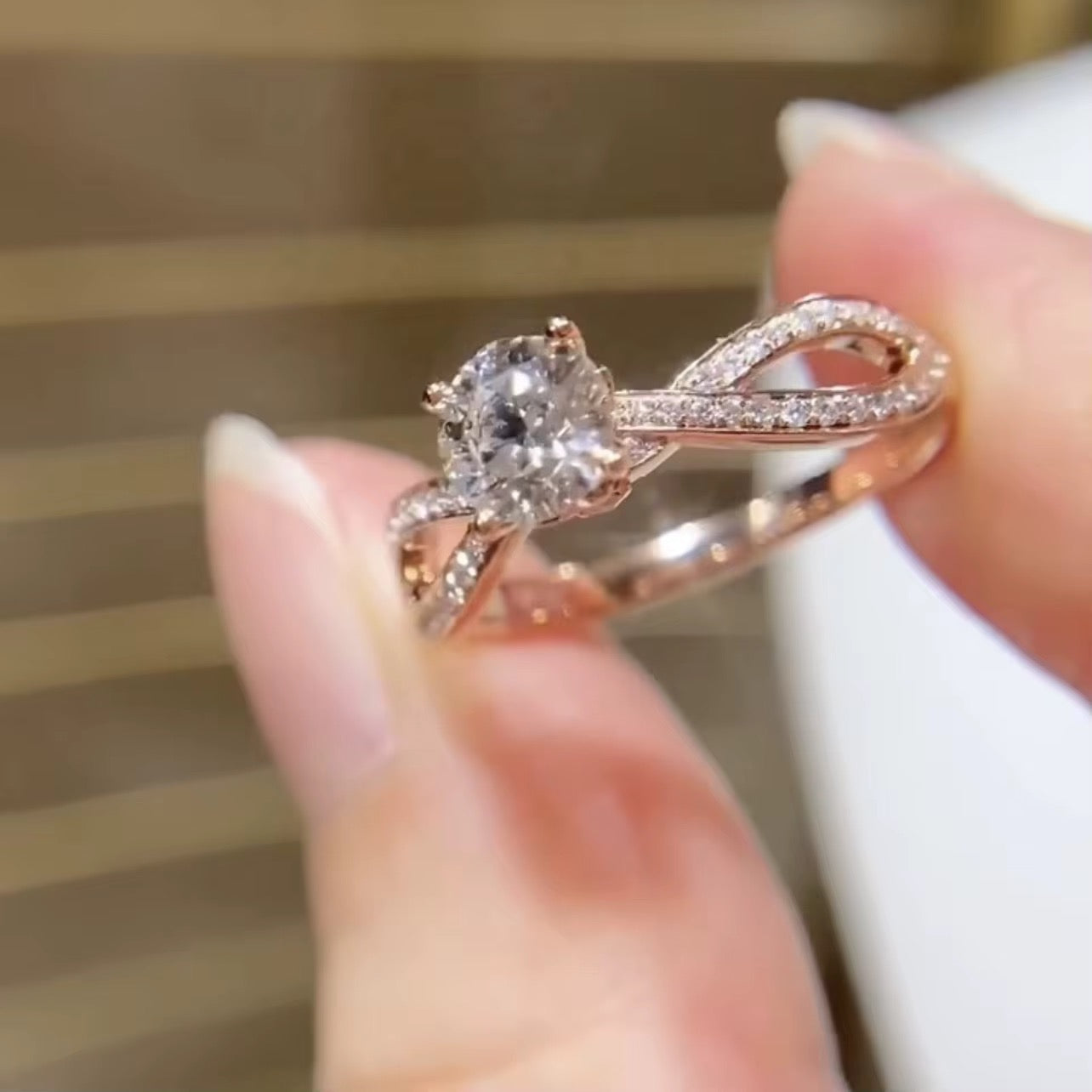 Intertwined Love Pavé Diamond Engagement Ring In White Gold
