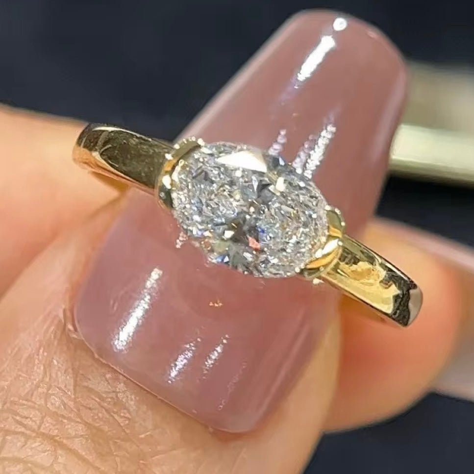 Luminous Oval Solitaire Diamond Ring