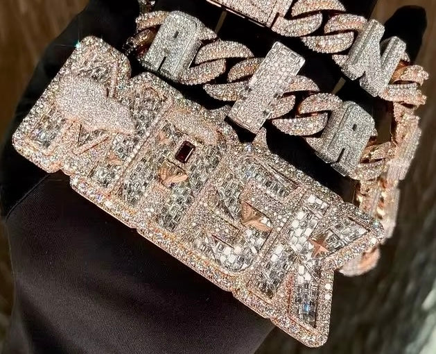 Opulent Diamond Cuban Link Chain with Custom "MNEK" Pendant