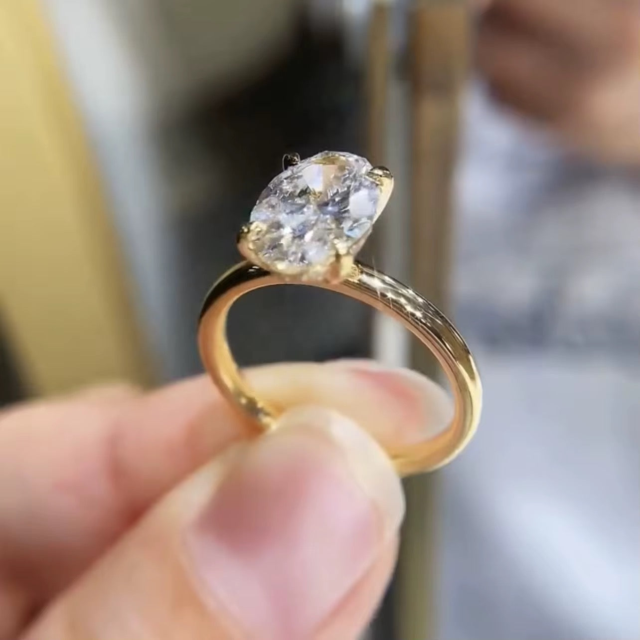 Oval Solitaire Diamond Engagement Ring In White Gold