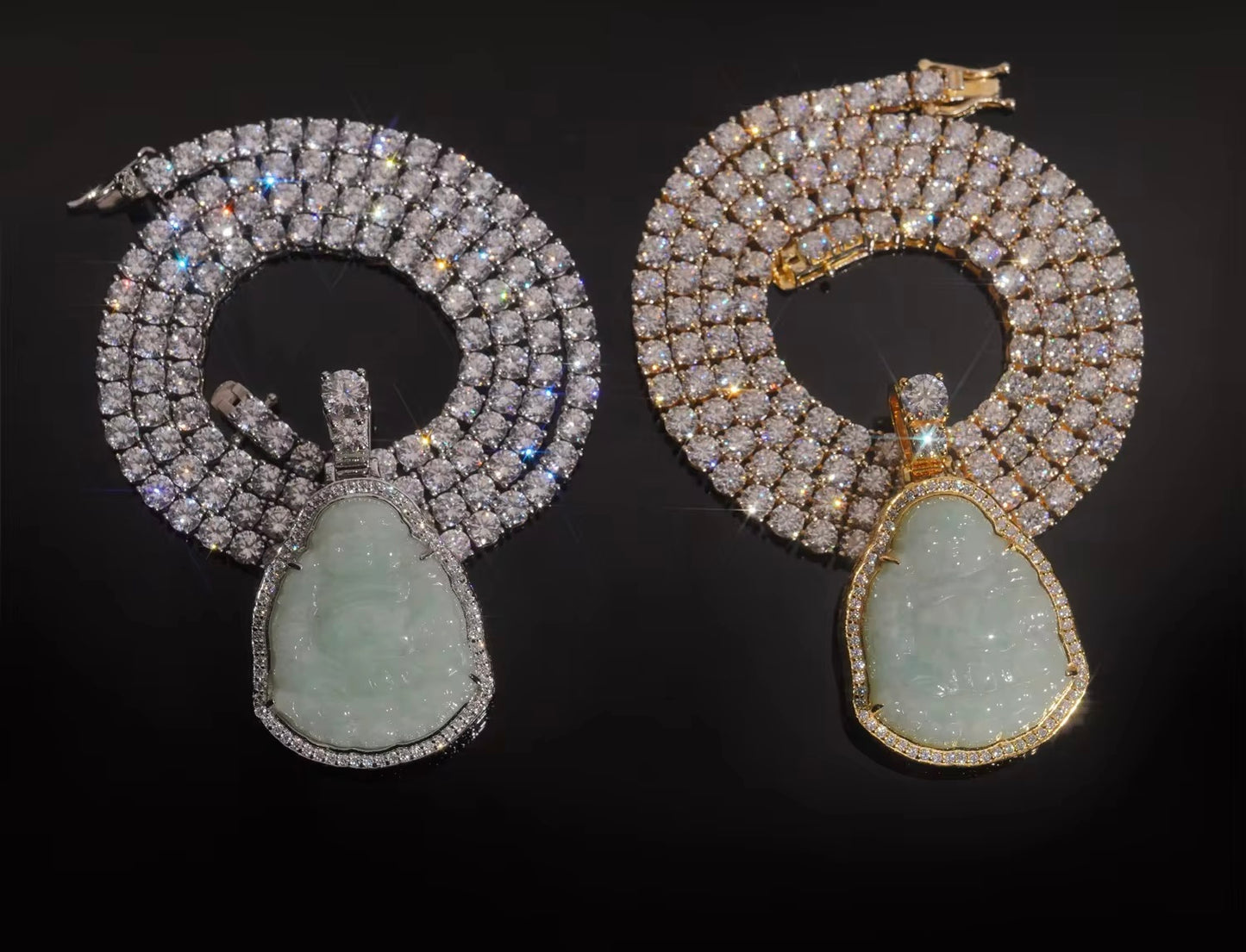 Luxurious Buddha Jade Tennis Chain Pendant