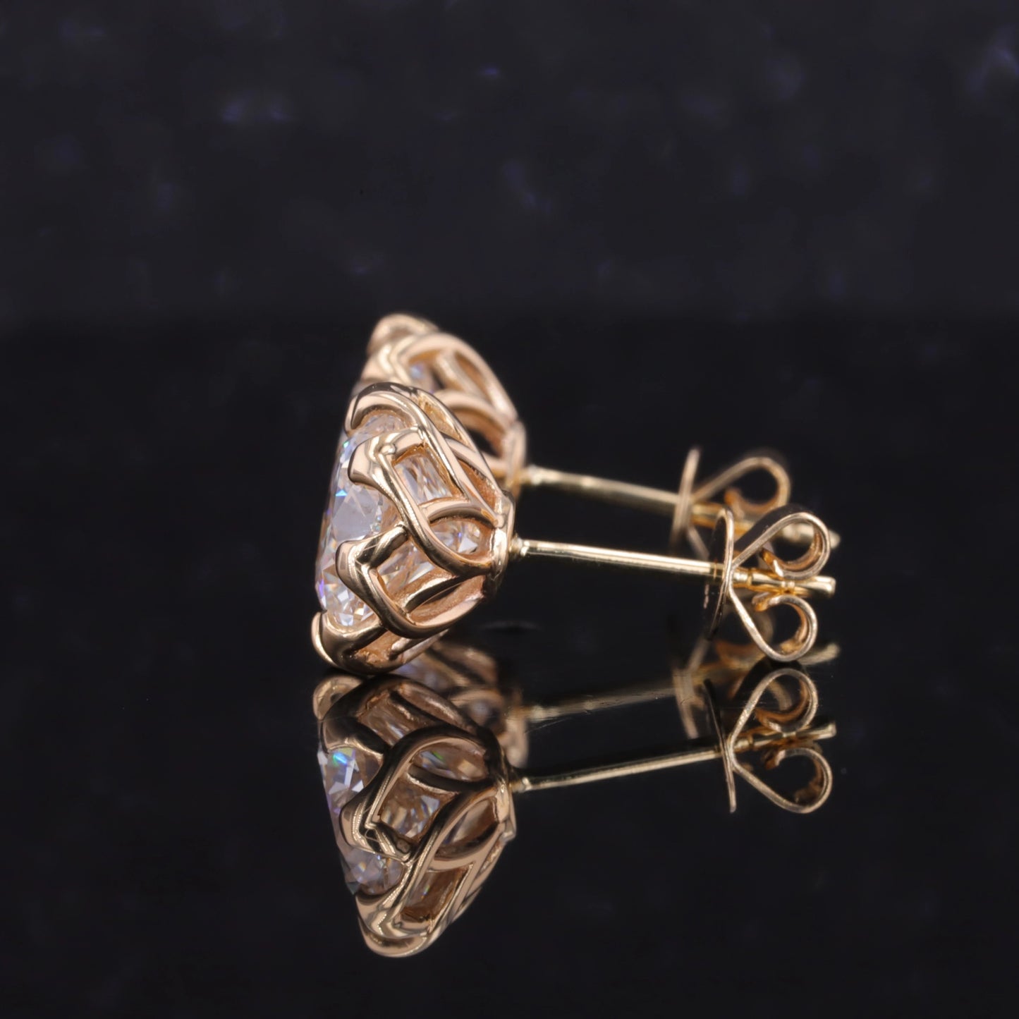 Lotus Blossom Diamond Stud Earrings