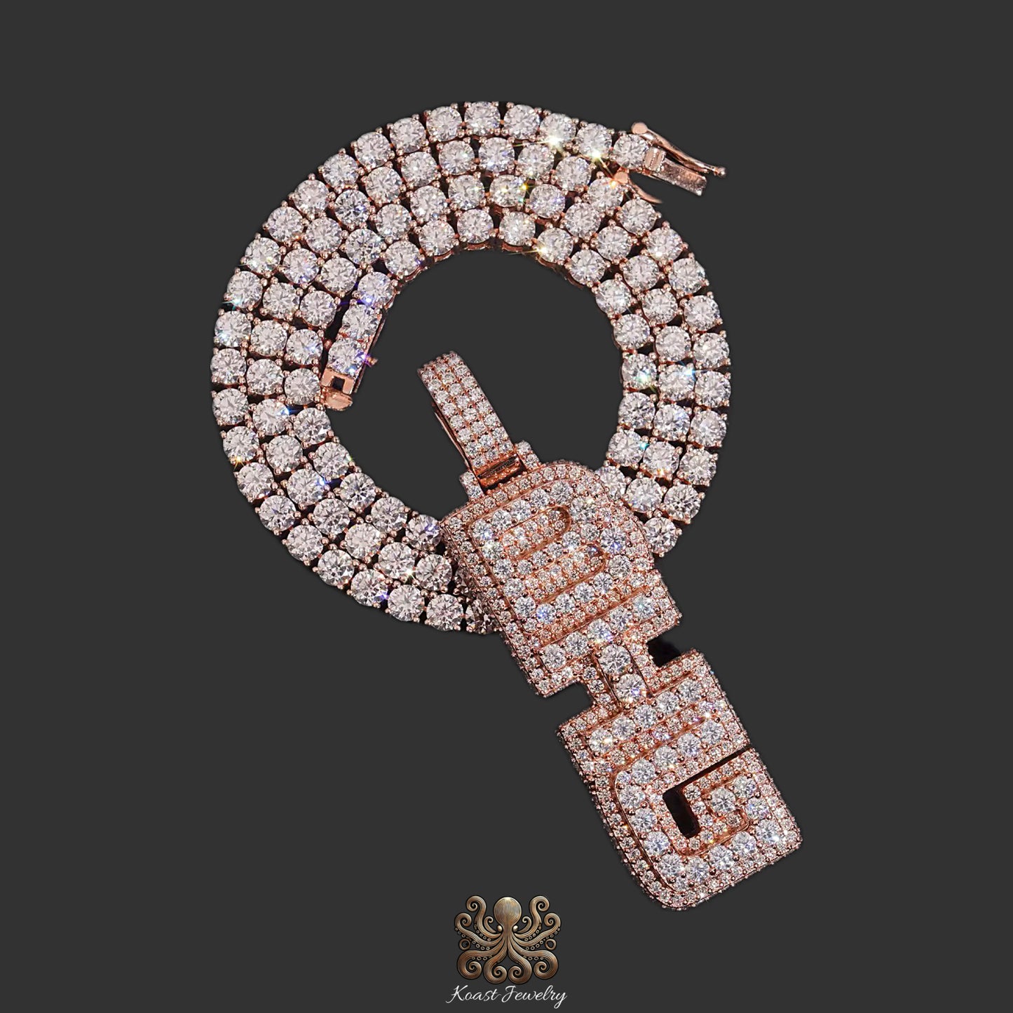 Luxurious Rose Gold Diamond Key Pendant