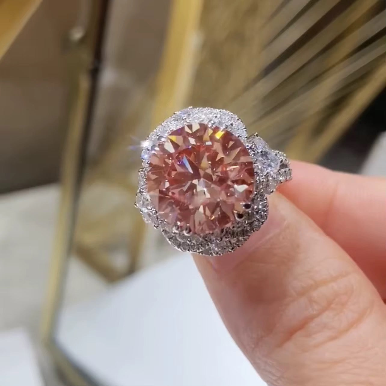 Round Brilliant-Cut Pink Diamond Engagement Ring In White Gold