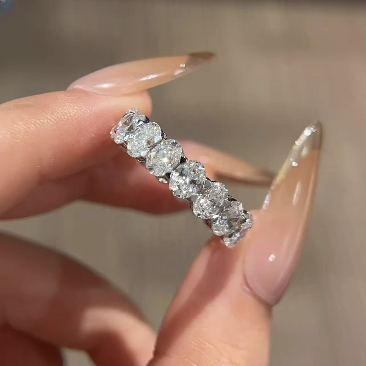 Oval Diamond Half Eternity Band