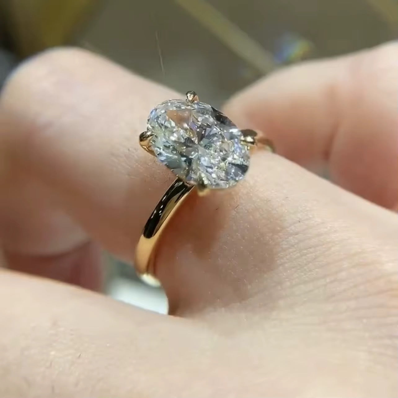 Oval Solitaire Diamond Engagement Ring In White Gold