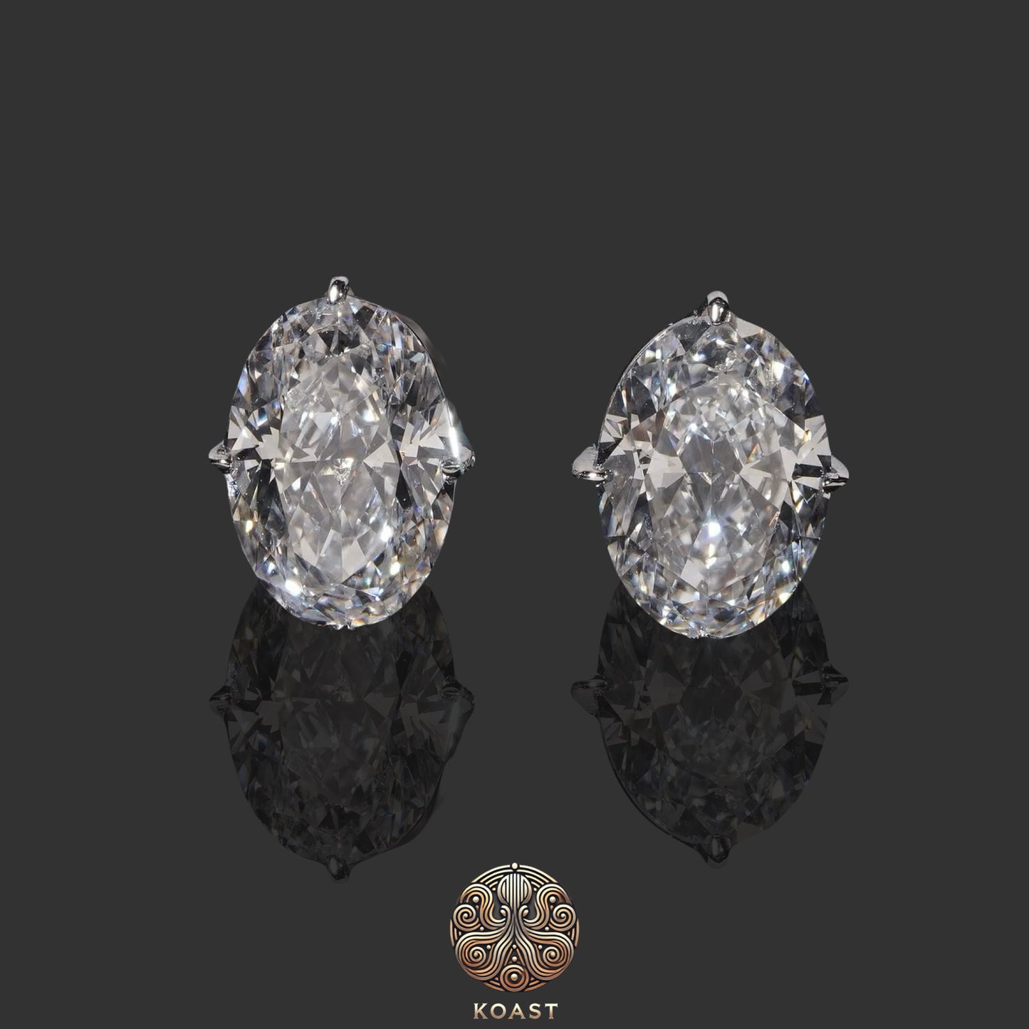 Platinum Oval Compass Prong Diamond Stud Earrings (2.50 ct.tw.)