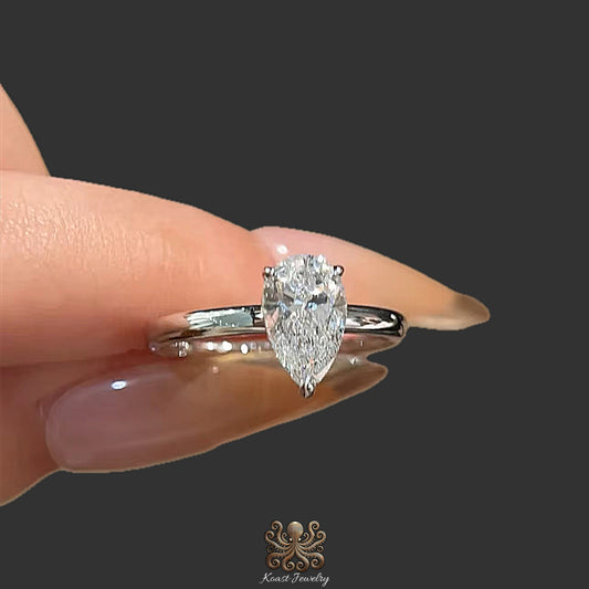 Pear-Cut Diamond Solitaire Ring