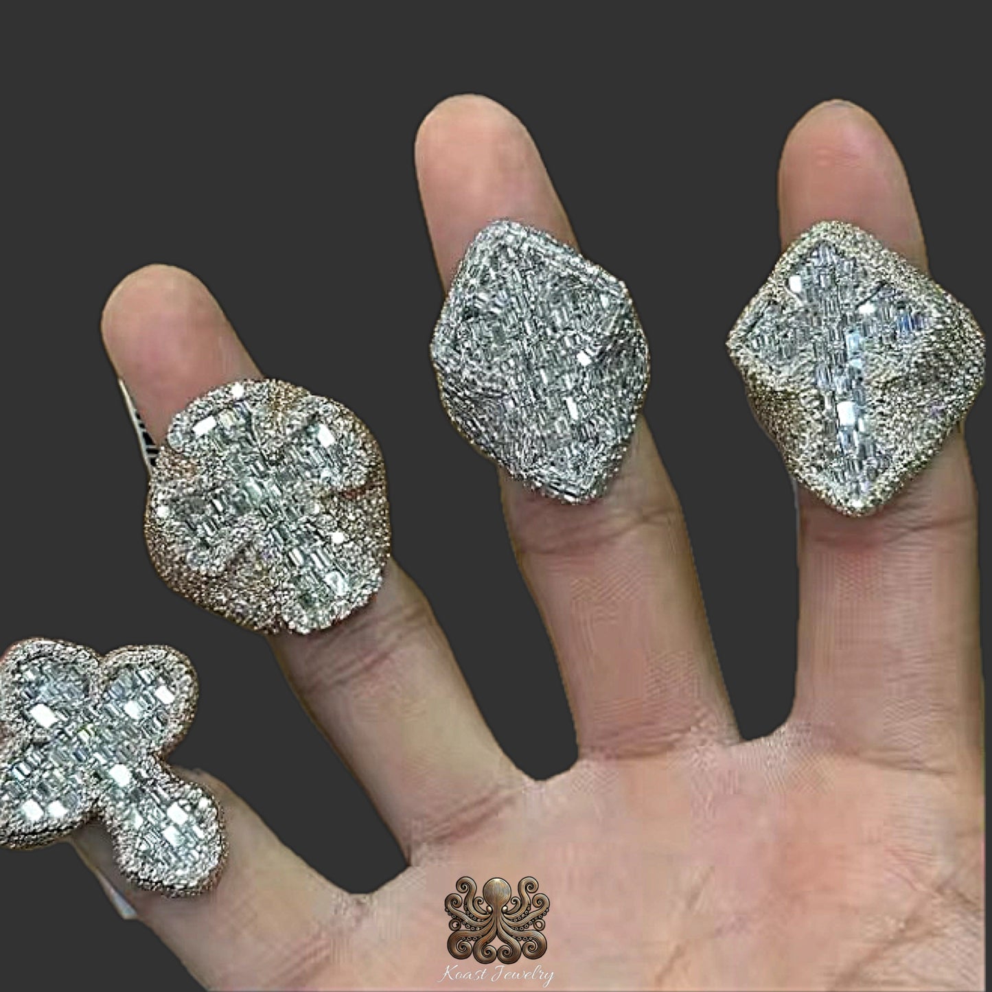 Mosaic Cross Diamond Statement Rings