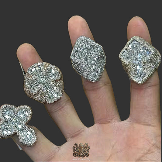 Mosaic Cross Diamond Statement Rings