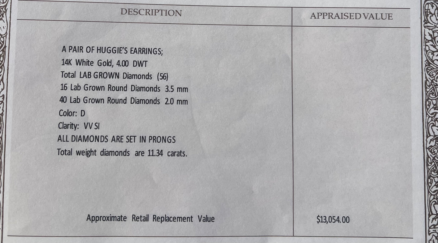 14k Gold Huggie Diamond Earrings (11.34 ct.tw.)