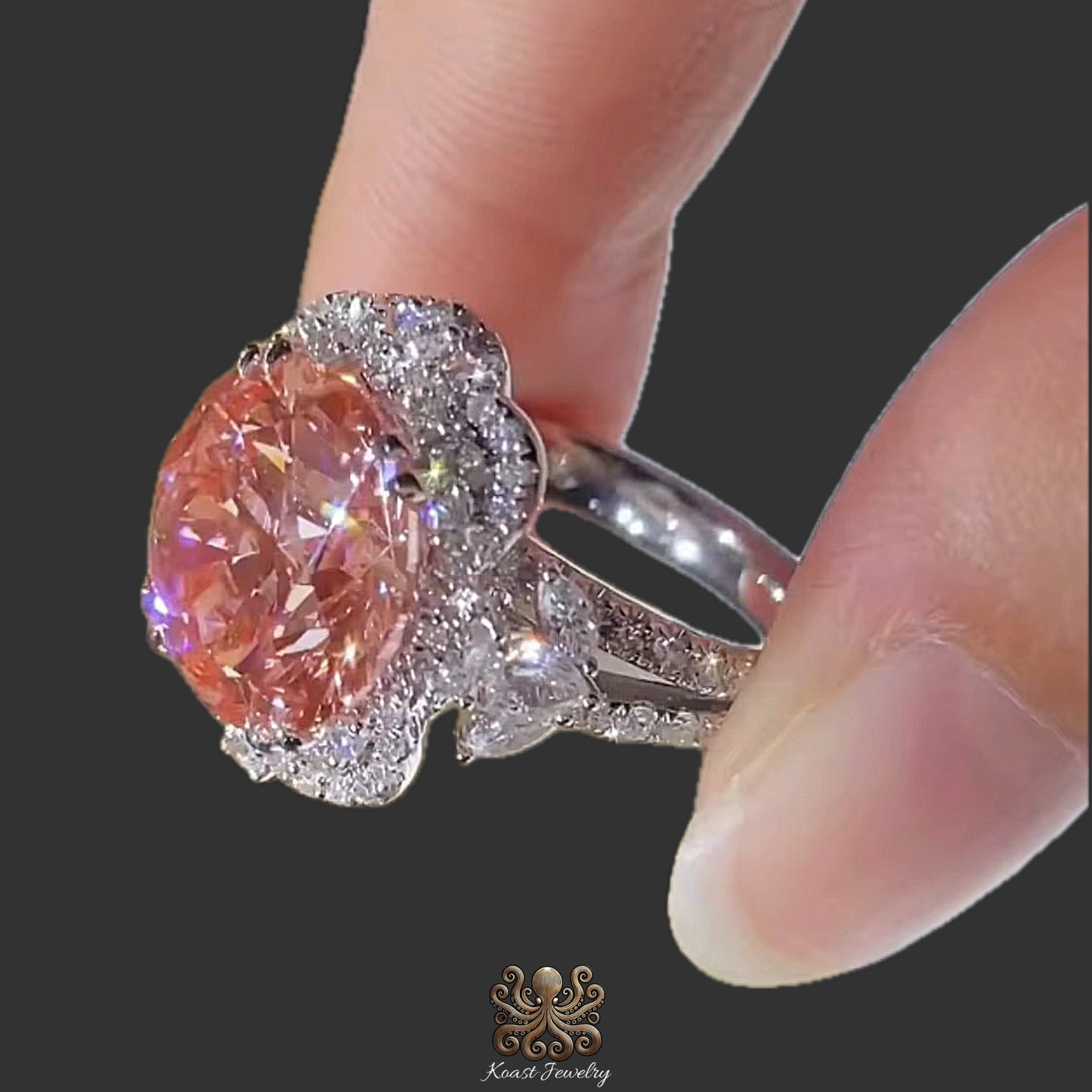 Round Brilliant-Cut Pink Diamond Engagement Ring In White Gold