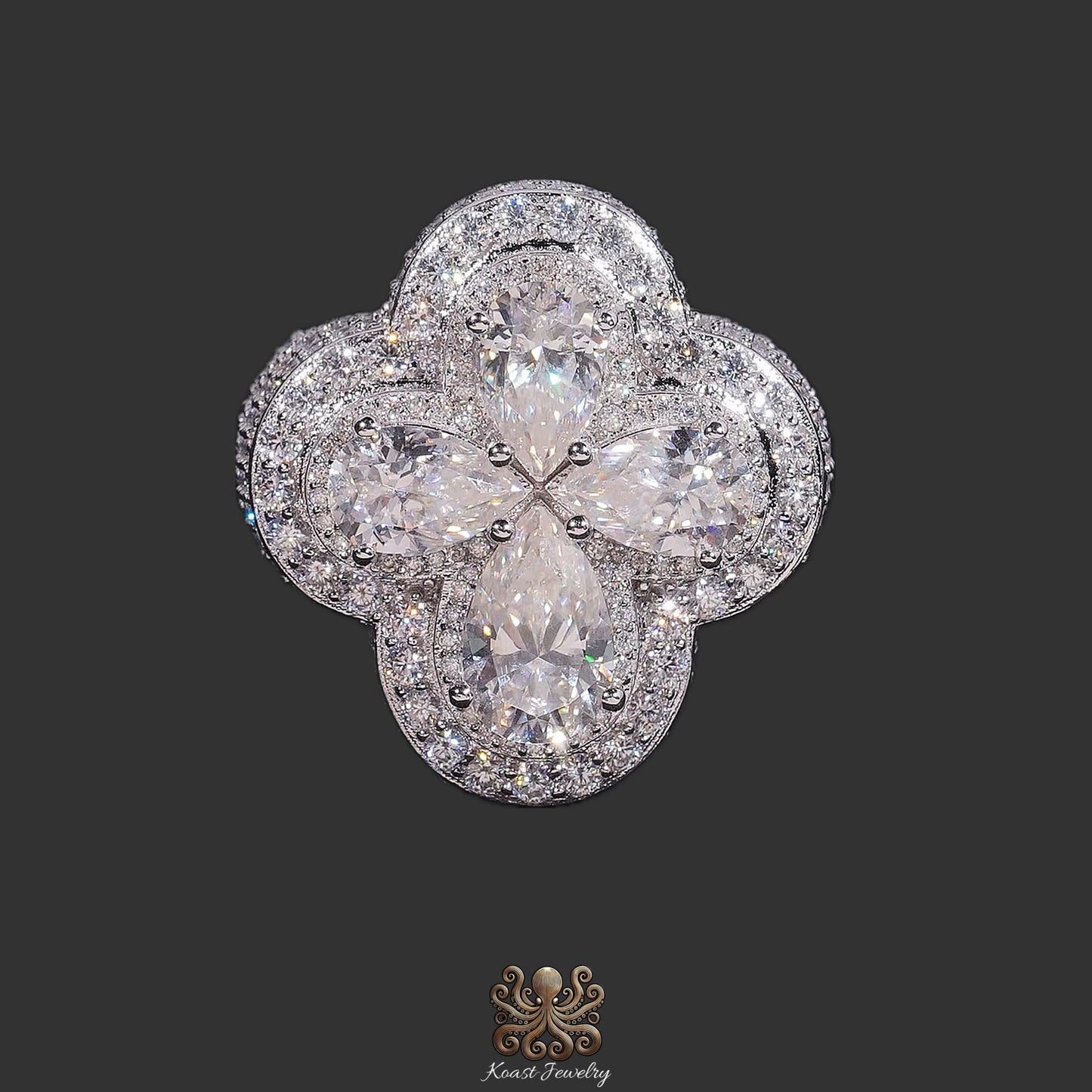 Regal Quatrefoil Diamond Statement Ring