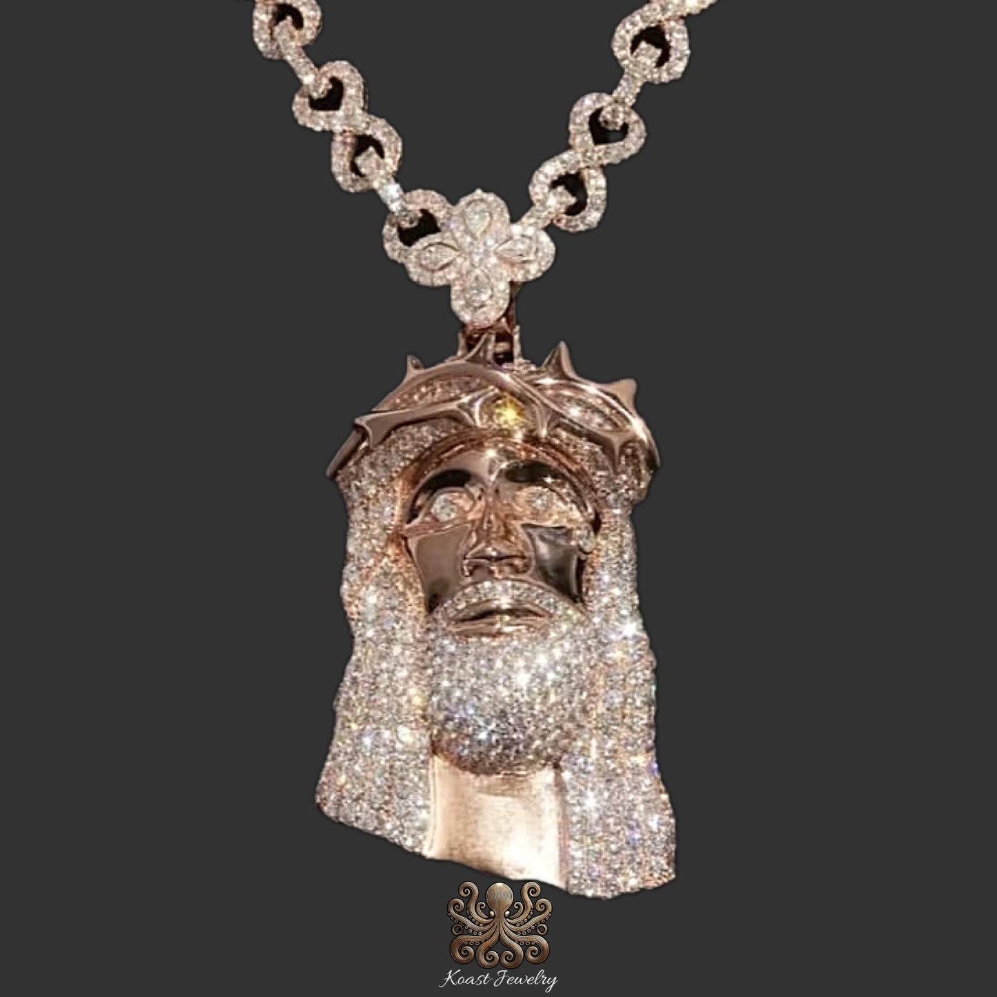 Diamond Jesus Piece Pendant And Link