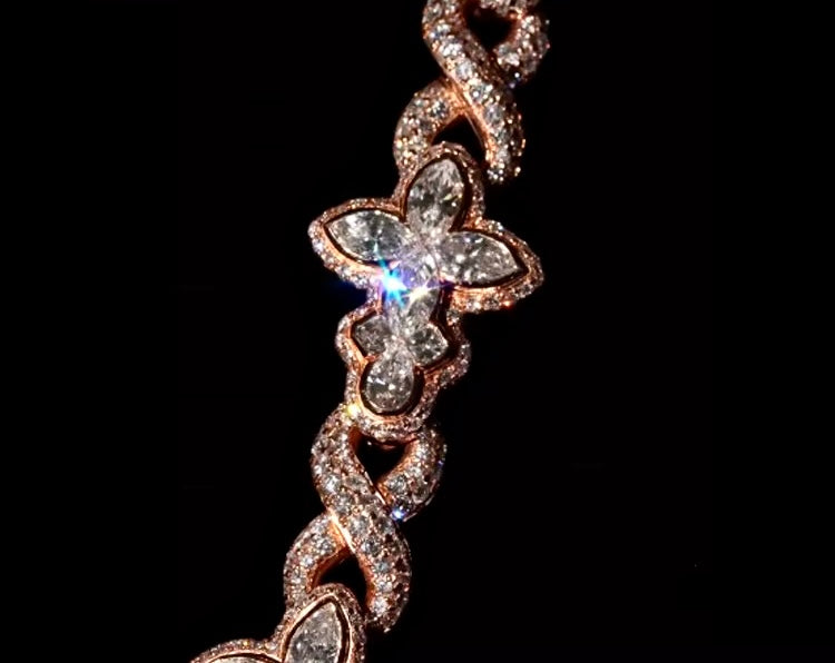 Luminous Diamond Floral Chain Necklace