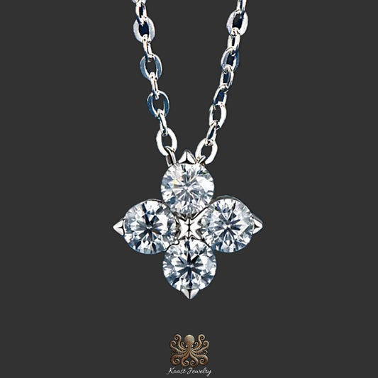 Luminous Diamond Four-Stone Clover Necklace