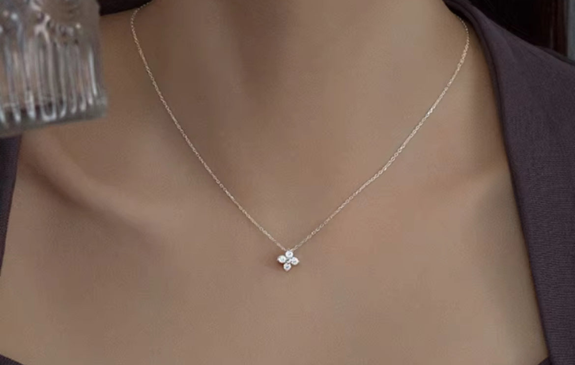 Luminous Diamond Four-Stone Clover Necklace