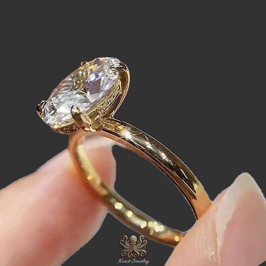Oval Solitaire Diamond Engagement Ring In White Gold