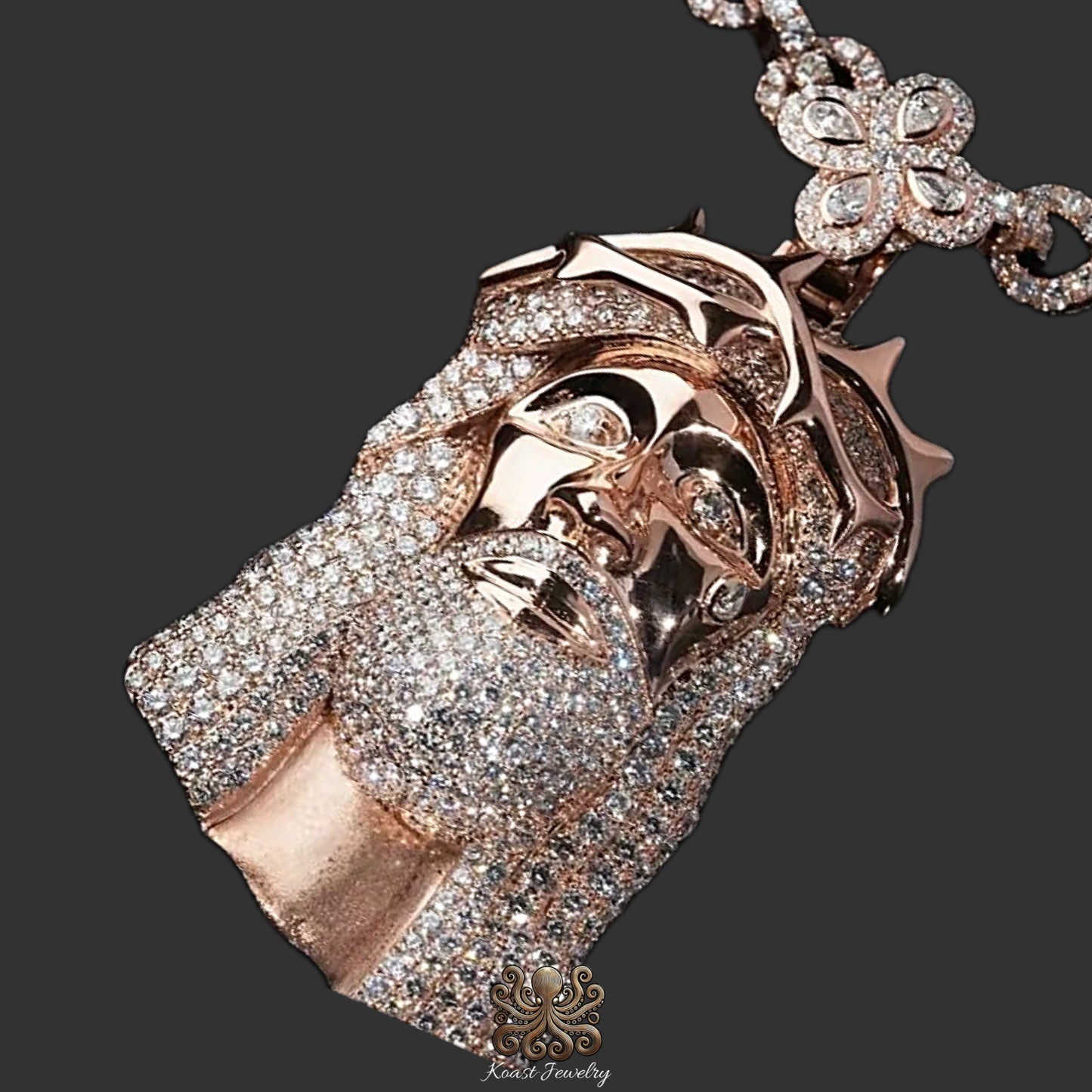 Diamond Jesus Piece Pendant And Link