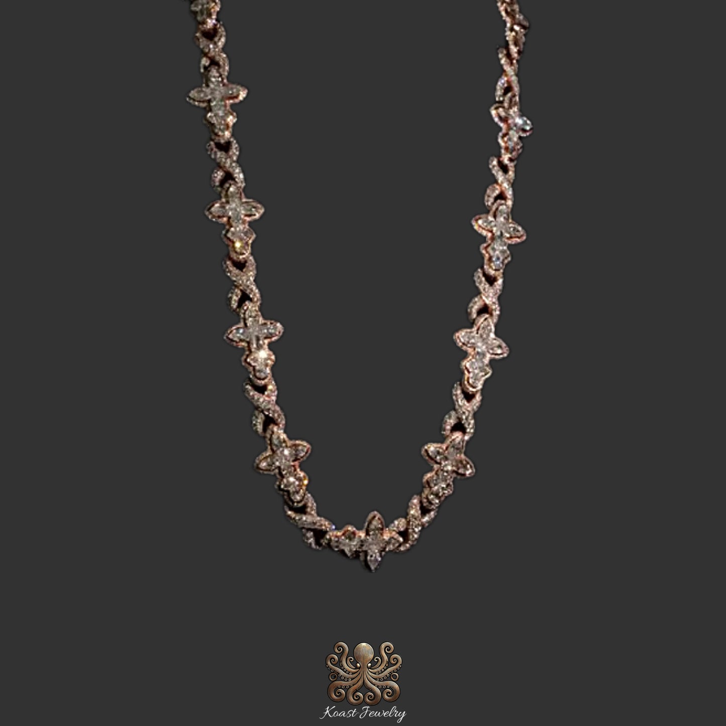 Luminous Diamond Floral Chain Necklace