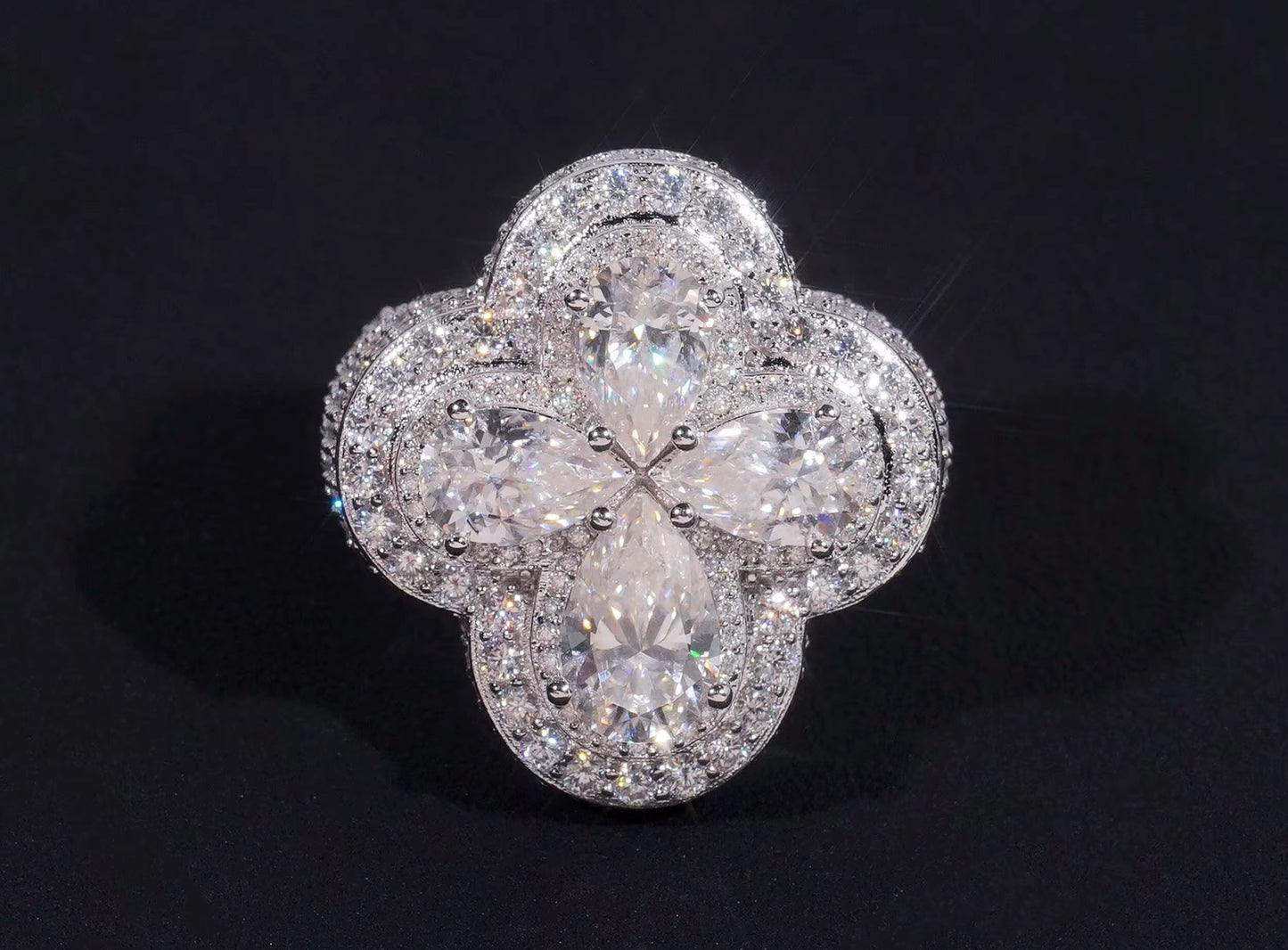 Regal Quatrefoil Diamond Statement Ring