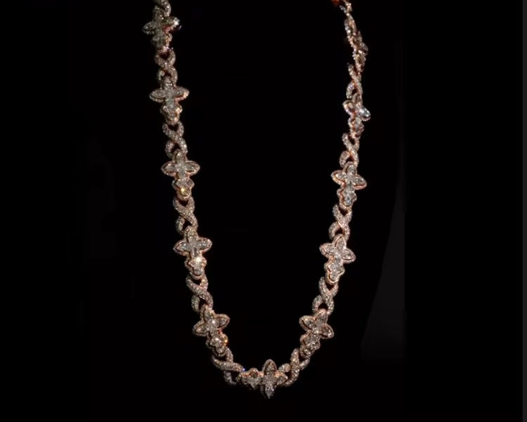 Luminous Diamond Floral Chain Necklace
