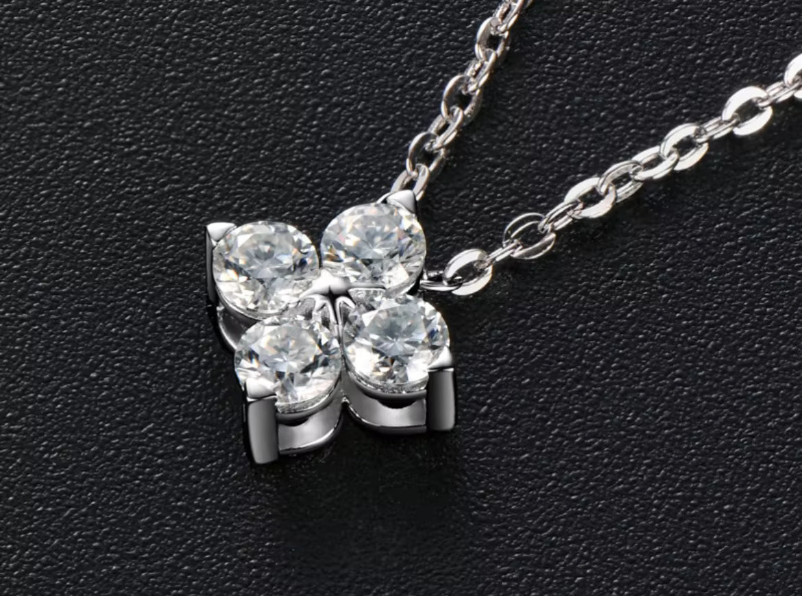 Luminous Diamond Four-Stone Clover Necklace