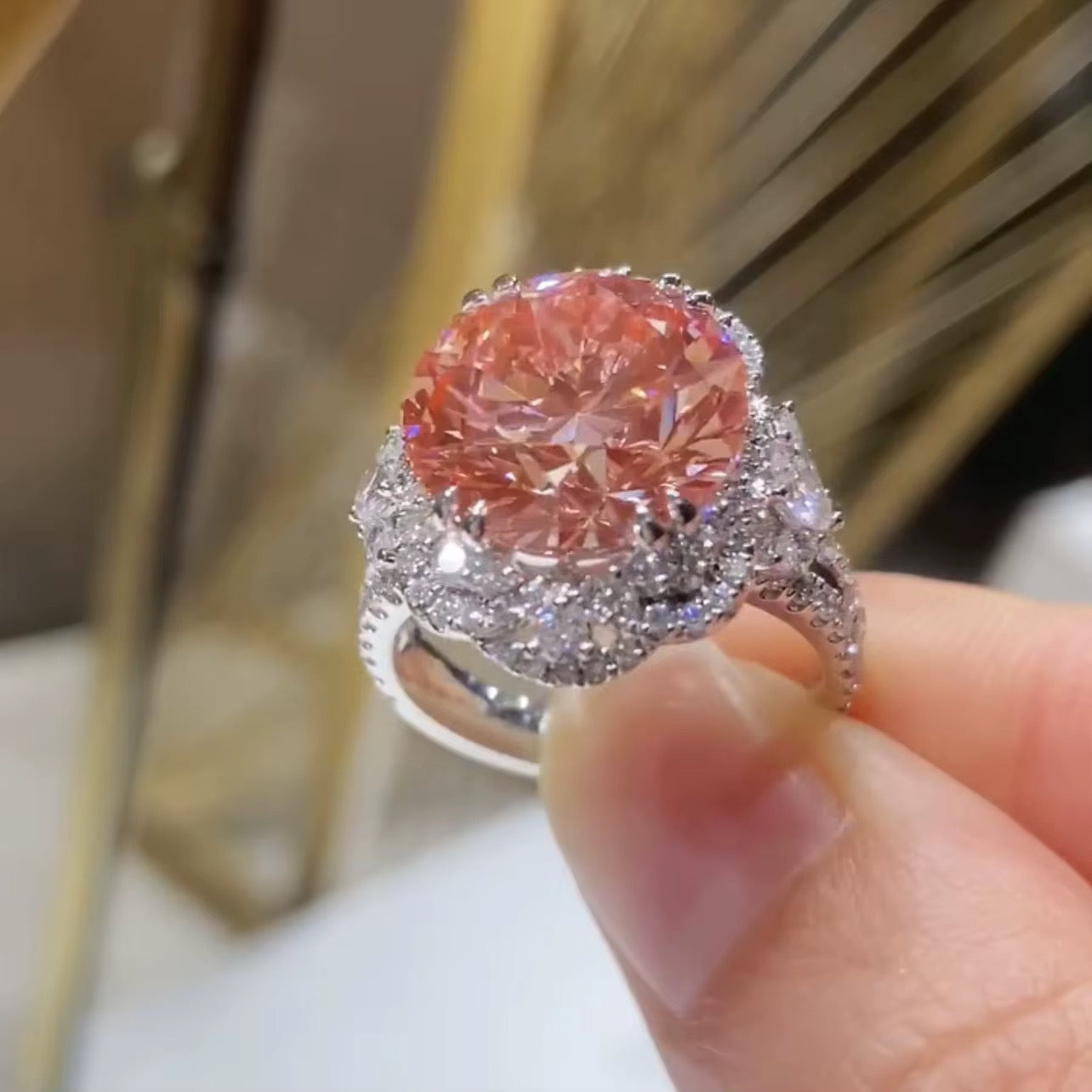 Round Brilliant-Cut Pink Diamond Engagement Ring In White Gold