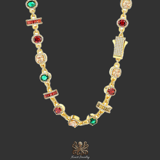 Multicolor Gemstone Link Necklace
