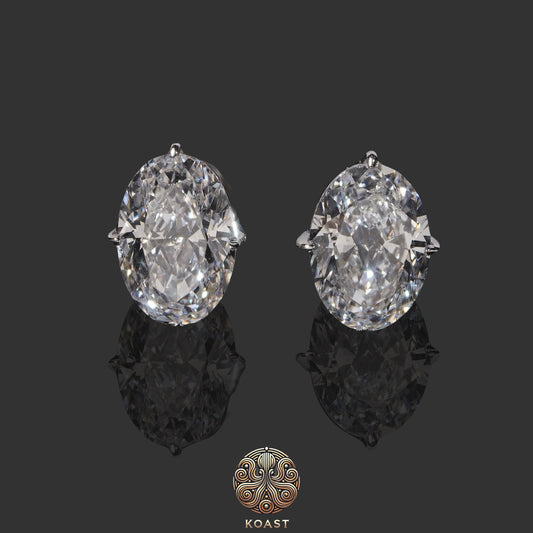 Platinum Oval Compass Prong Diamond Stud Earrings (2.50 ct.tw.)