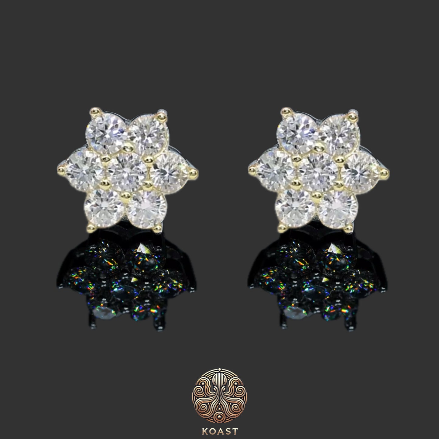 14k Gold 5MM Flower Diamond Stud Earrings (0.75 ct.tw.)