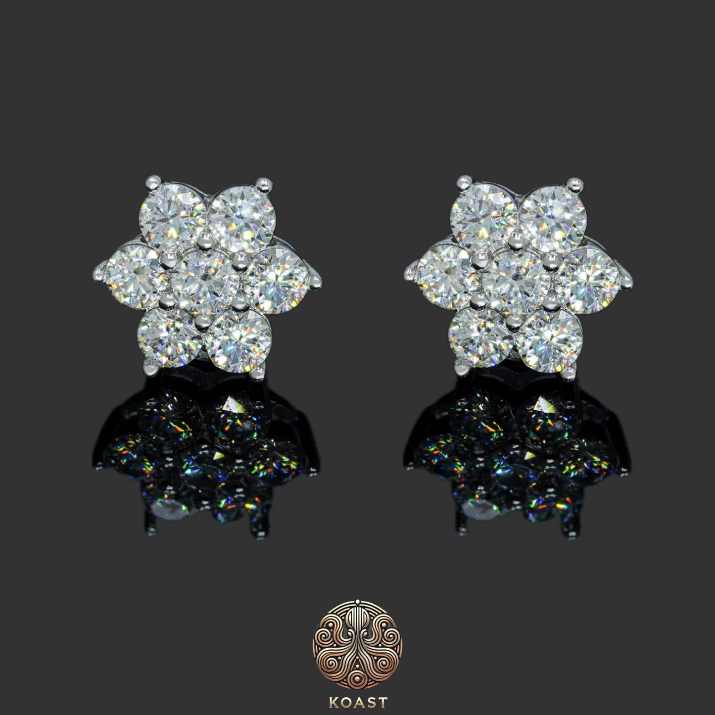 14k Gold 5MM Flower Diamond Stud Earrings (0.75 ct.tw.)