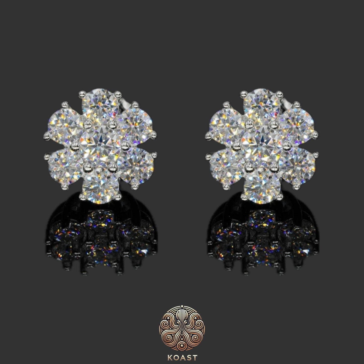 14k Gold 8MM Cluster Diamond Stud Earrings (1.00 ct.tw.)